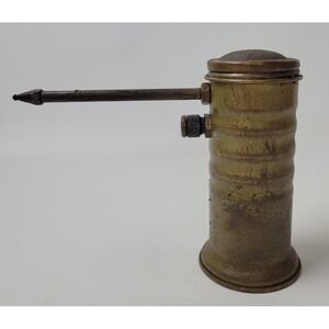 Vintage Eagle Brass Oil Can Thumb Pump Ribbed Industrial Antique Tool USA